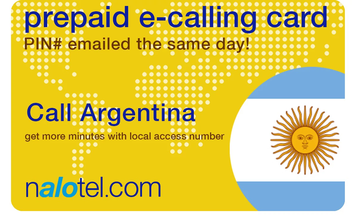 international phone card to argentina from USA & Canada