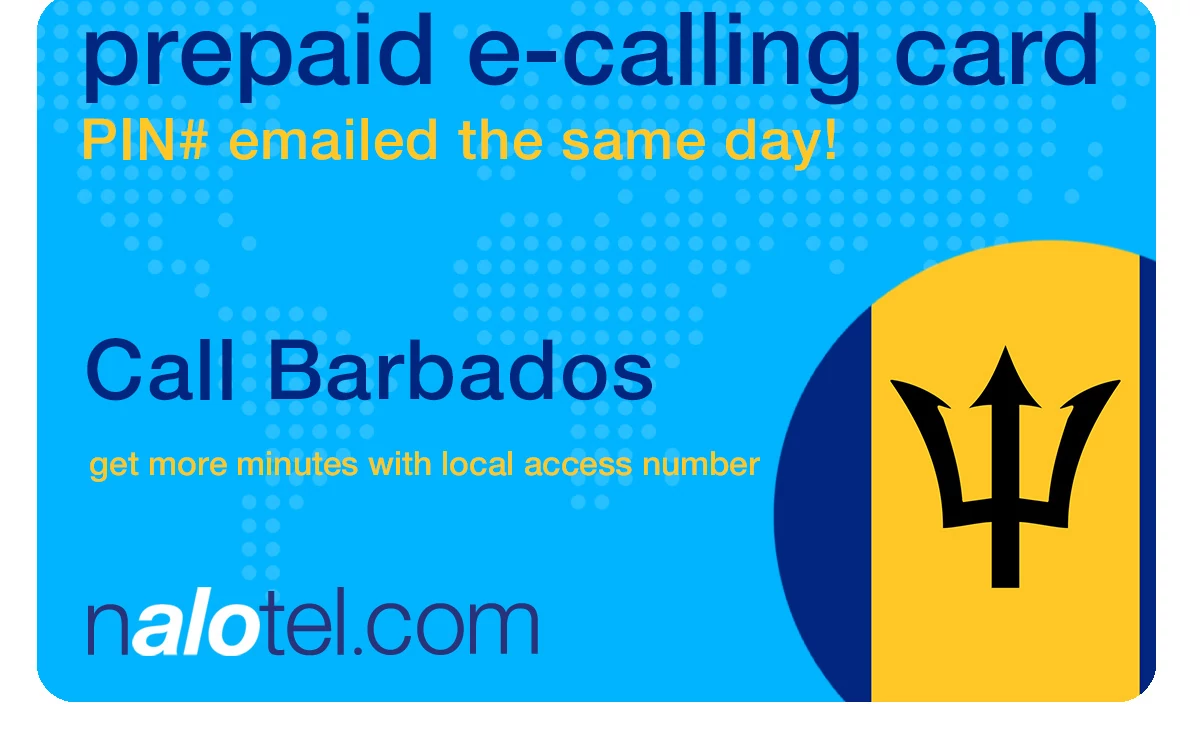 international phone card to barbados from USA & Canada