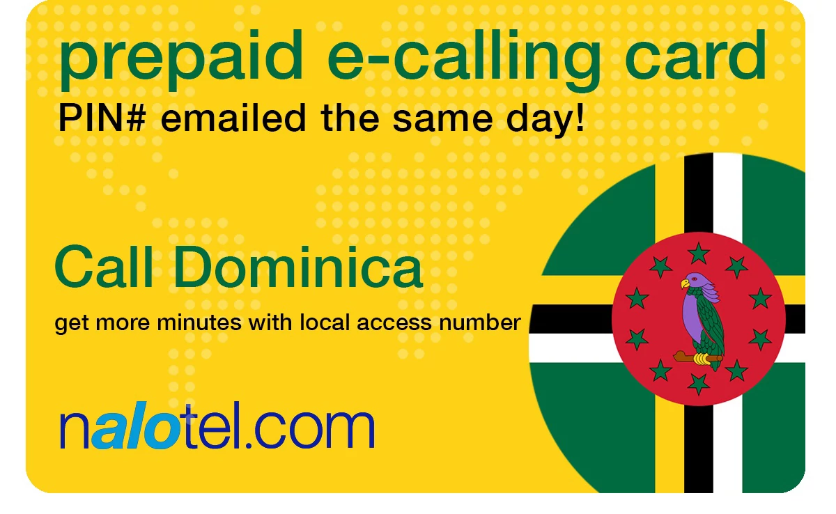 international phone card to dominica from USA & Canada