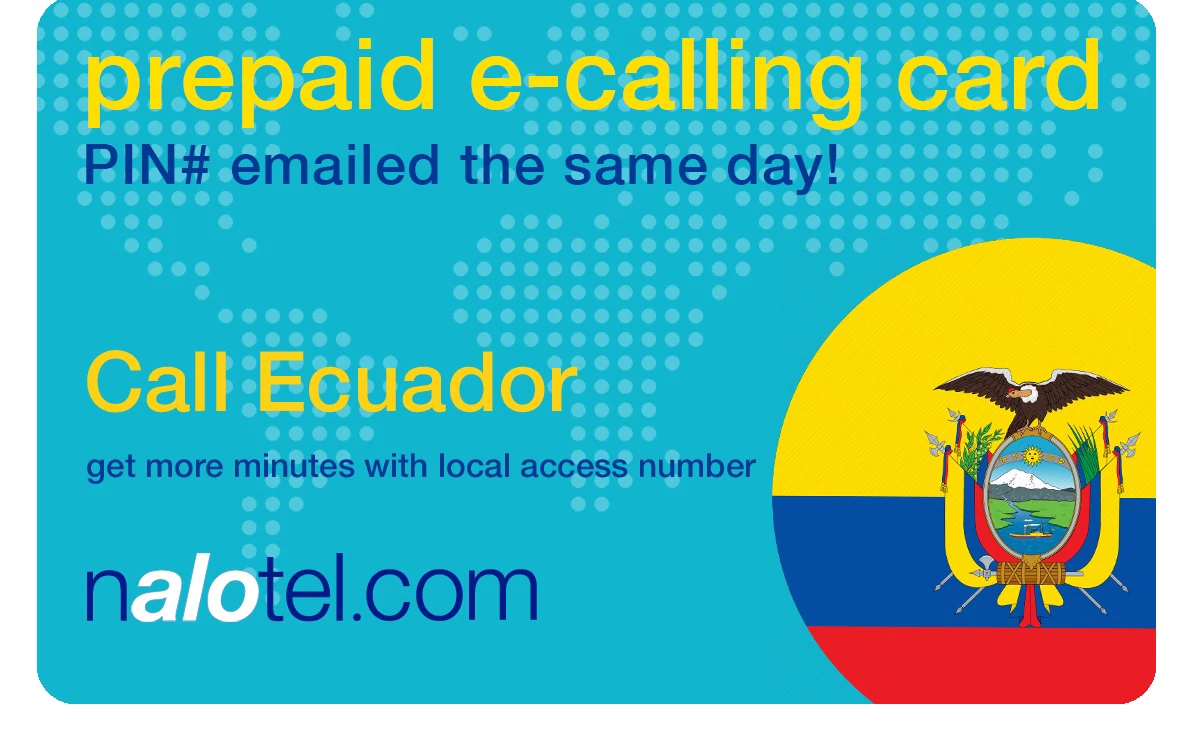 international phone card to ecuador from USA & Canada