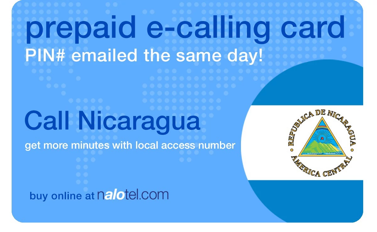 international phone card to nicaragua from USA & Canada