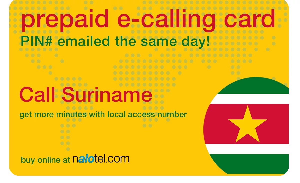 international phone card to suriname from USA & Canada