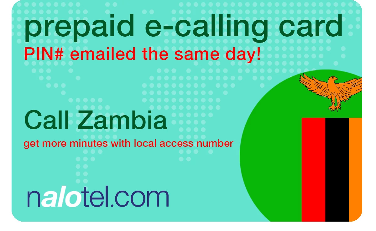 international phone card to zambia from USA & Canada